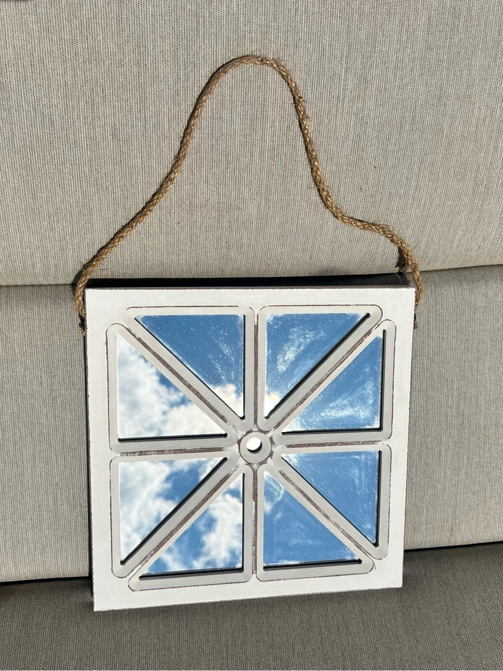 White Wooden Paneled Wall Mirror - Farmhouse Style